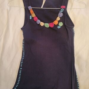 Stylish Black Tank Top with Colorful Accents